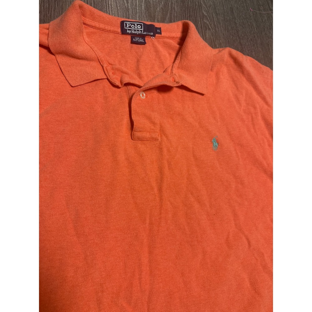Polo Ralph Lauren Mens XL Vintage Salmon Orange Short Sleeve Pique Polo Shirt